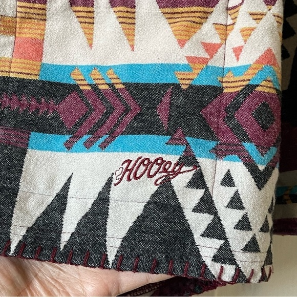 Hooey Southwestern Flannel Button Up Jacket Women’s M Cotton Red Wine Black Tan - Picture 6 of 17